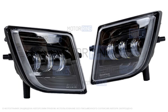 Диодные двухцветные ПТФ Sal-Man 65W 8600lux (бело-синий 6000К и желтый 3000К) для Мазда 6 2007-2013 г.в.