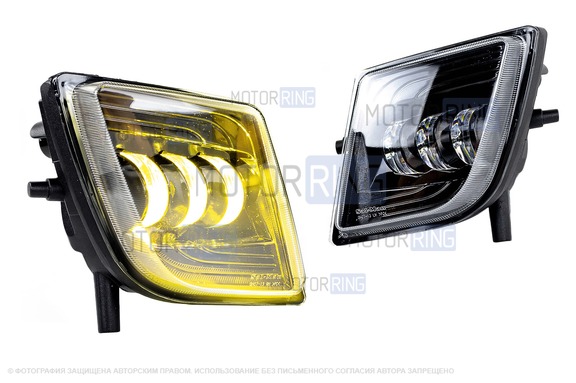 Диодные двухцветные ПТФ Sal-Man 65W 8600lux (бело-синий 6000К и желтый 3000К) для Мазда 6 2007-2013 г.в.
