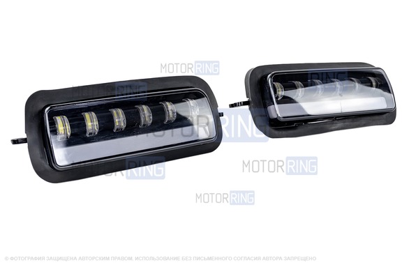Тонированные светодиодные (LED) подфарники ML 6 полос (ДХО, поворотник плазма) для Лада 4х4, Нива Легенд