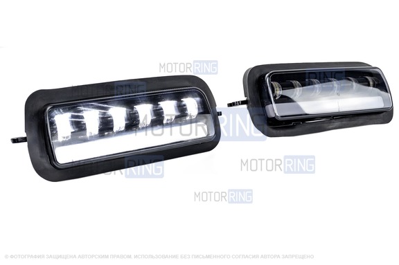 Тонированные светодиодные (LED) подфарники ML 6 полос (ДХО, поворотник плазма) для Лада 4х4, Нива Легенд