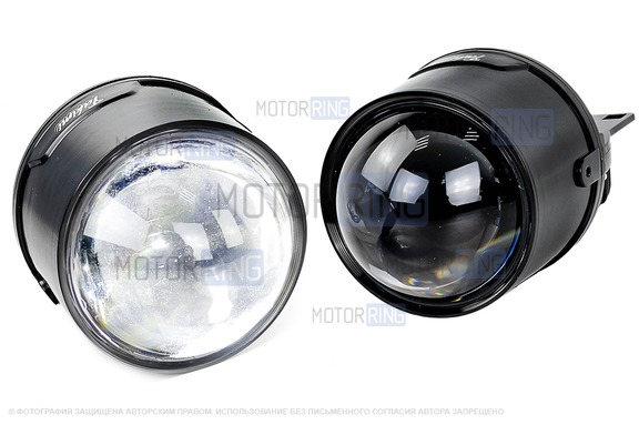 Диодные Bi-Led LENS Takimi GTR Fog 3 дюйма 12В с ближним и дальним светом в ПТФ для Лада Гранта FL, Веста, Веста NG, Икс Рей, Ларгус FL, Нива Урбан, Рено
