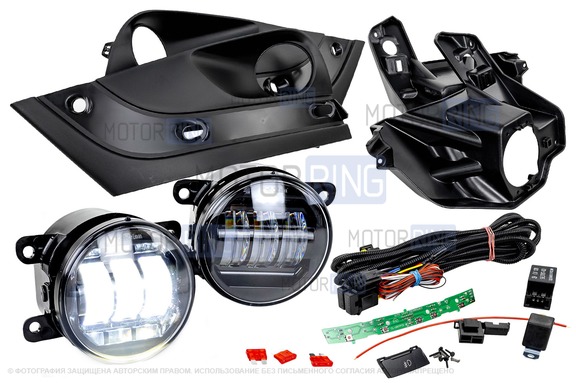 Комплект подключения ПТФ Sal-Man 65W с платой, рамками и кронштейнами для Лада Веста
