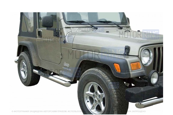 Защита порогов ТехноСфера d76 из нержавеющей стали для Jeep Wrangler 1996-2006 г.в.