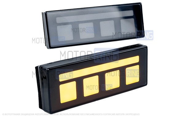 LED повторители поворотника с рисунком (квадраты) оранжевые для Лада 4х4, Нива Легенд