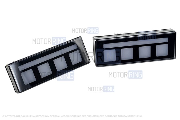 LED повторители поворотника с рисунком (квадраты) оранжевые для Лада 4х4, Нива Легенд
