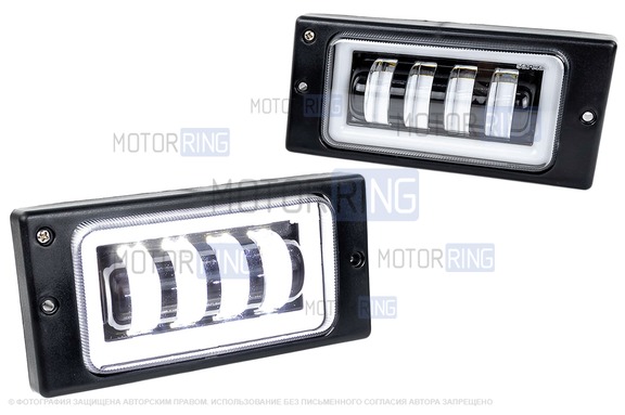Светодиодные противотуманные фары Sal-Man 40W 3600lux 4 полосы с ДХО для ВАЗ 2110-2112, 2113-2115, Шевроле Нива до рестайлинга 2009 года
