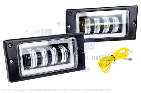 Светодиодные противотуманные фары Sal-Man 40W 3600lux 4 полосы с ДХО для ВАЗ 2110-2112, 2113-2115, Шевроле Нива до рестайлинга 2009 года