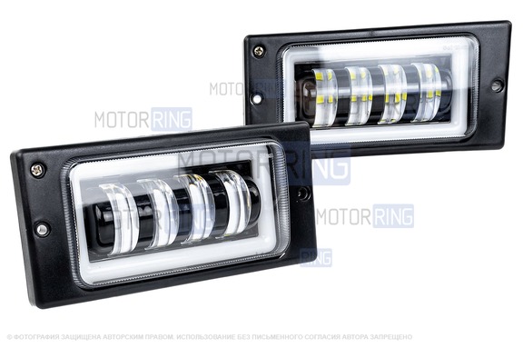 Светодиодные противотуманные фары Sal-Man 40W 3600lux 4 полосы с ДХО для ВАЗ 2110-2112, 2113-2115, Шевроле Нива до рестайлинга 2009 года