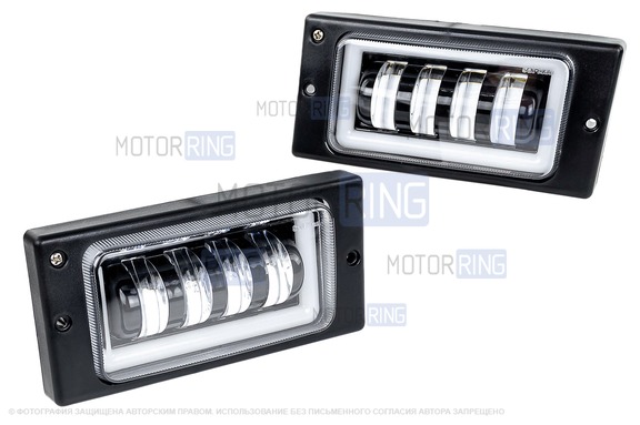 Светодиодные противотуманные фары Sal-Man 40W 3600lux 4 полосы с ДХО для ВАЗ 2110-2112, 2113-2115, Шевроле Нива до рестайлинга 2009 года