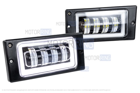 Светодиодные противотуманные фары Sal-Man 40W 3600lux 4 полосы с ДХО для ВАЗ 2110-2112, 2113-2115, Шевроле Нива до рестайлинга 2009 года
