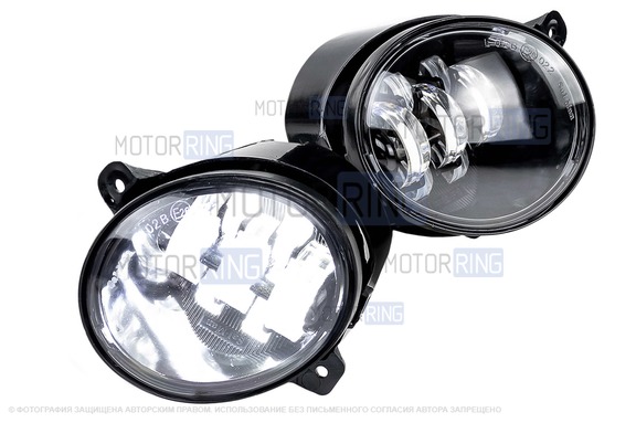 Диодные ПТФ Sal-Man 7 полос (ближний свет 60W и дальний 50W) 5800-5000lux для Лада Калина, Калина 2, Гранта, Ларгус, Датсун до 2019 г.в., УАЗ Патриот