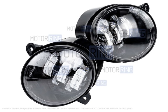 Диодные ПТФ Sal-Man 7 полос (ближний свет 60W и дальний 50W) 5800-5000lux для Лада Калина, Калина 2, Гранта, Ларгус, Датсун до 2019 г.в., УАЗ Патриот