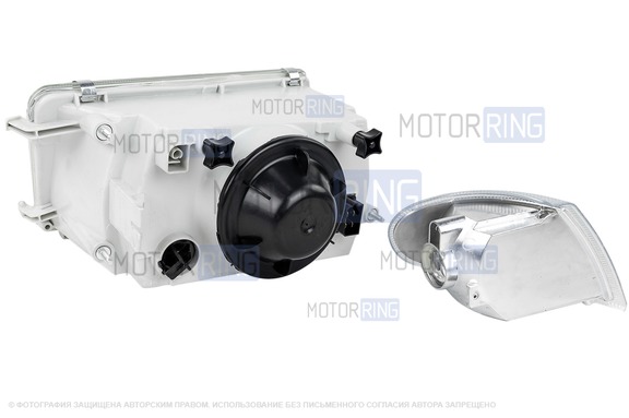 Блок-фара АвтоСвет левая с белым поворотником для ВАЗ 2113-2115