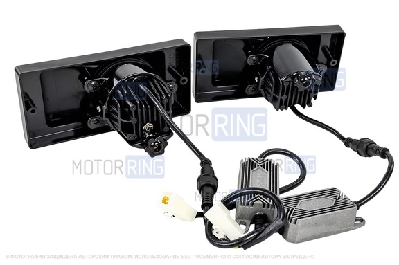 Диодные ПТФ Sal-Man 13000lux с линзой (ближний свет 60w и дальний 50w) для ВАЗ 2110-2112, 2113-2115, Шевроле Нива до рестайлинга 2009 года