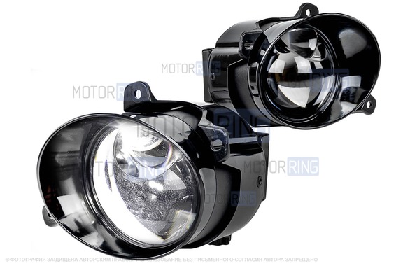 Диодные ПТФ Sal-Man 16000lux (ближний 70W, дальний 60W) для Лада Калина, Калина 2, Гранта, Ларгус, Датсун до 2019 г.в., УАЗ Патриот