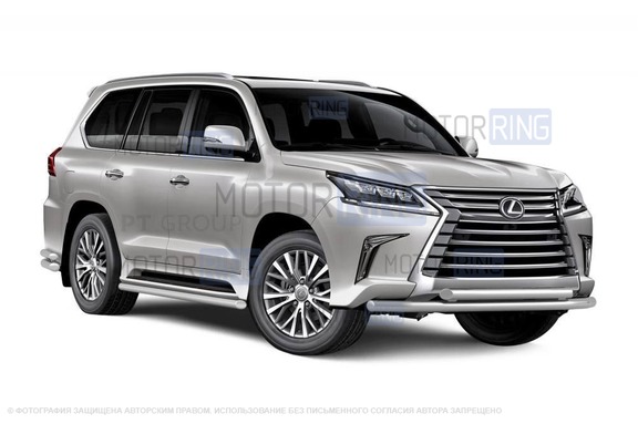 Защита порогов PT Group окантовка 51мм из нержавеющей стали для Lexus 450D с 2015 г.в.