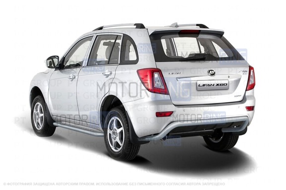 Защита заднего бампера PT Group 51мм серебристая (Искра) для Lifan X60 2012-2016 г.в.