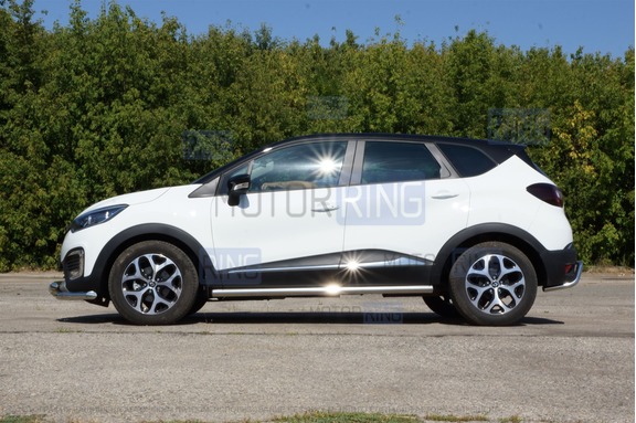 Защита порогов PT Group прямая 63мм из нержавеющей стали для Renault Kaptur с 2016 г.в.