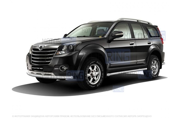 Защита порогов PT Group вогнутая 63мм из нержавеющей стали для Great Wall Hover H3 с 2014 года выпуска