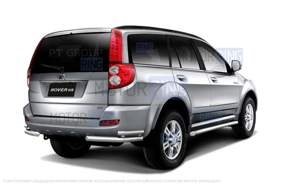 Защита порогов PT Group вогнутая 63мм из нержавеющей стали для Great Wall Hover H5