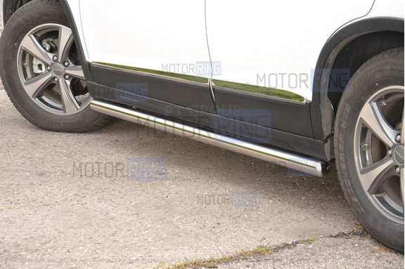 Защита порогов PT Group прямая 63мм из нержавеющей стали для Haval H6 с 2014 г.в.