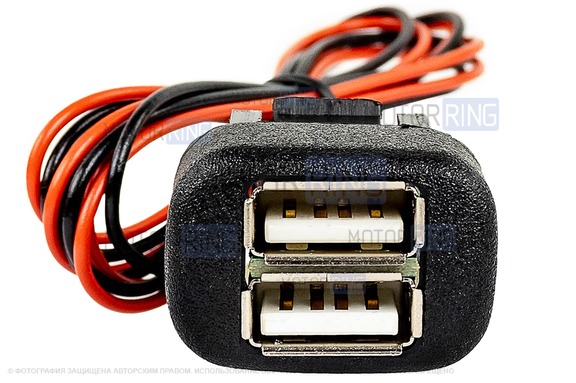 USB зарядное на 2 слота для ВАЗ 2108-21099, 2110-2112 с европанелью, 2113-2115, Лада Калина, Нива Тревел, Шевроле Нива