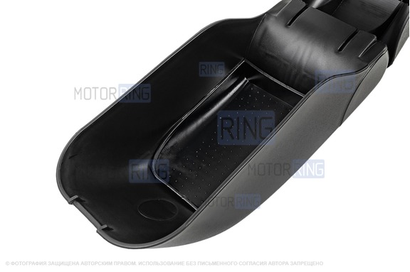 Подлокотник-бокс Sal-Man в экокоже с синей строчкой для Лада Ларгус, Renault Logan, Sandero, Nissan Almera