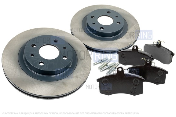 Вентилируемые передние тормозные диски МАВИКО Standart R14 с тормозными колодками BREMBO для ВАЗ 2110-2112, Лада Гранта, Гранта FL, Калина, Калина 2, Приора, Датсун