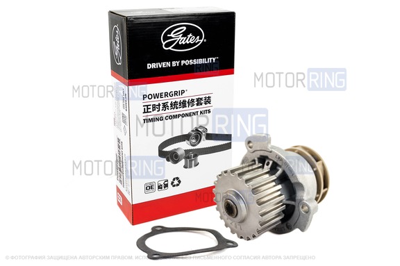 Усиленный комплект ремня ГРМ CHINA ORIGINAL GATES с помпой Luzar Turbo для 8 кл ВАЗ 2108-21099, 2110-2112, 2113-2115, Лада Приора, Калина, Калина 2, Гранта в комплектации Стандарт, Ока