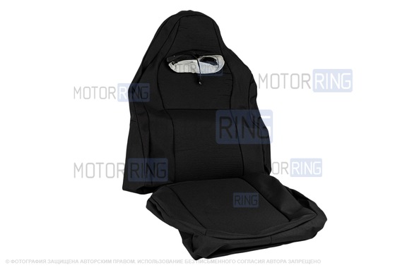 Обивка (не чехлы) сидений Recaro черная ткань (центр черная ткань 10мм) для ВАЗ 2110, Лада Приора седан