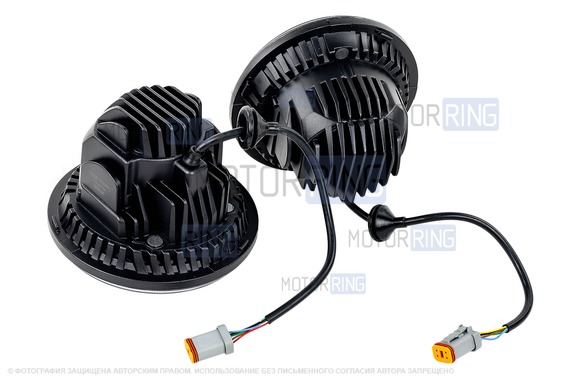 Светодиодные фары 90W c подфарниками Sal-Man 6 полос и повторителями Плазма для Лада 4х4, Нива Легенд