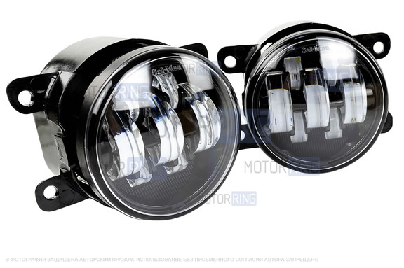 Диодные ПТФ Sal-Man 7 полос (ближний свет 60W и дальний 50W) 5800-5000lux для Лада Гранта FL, Веста, Веста NG, Икс Рей, Ларгус FL, Нива Урбан, Искра, Рено