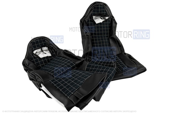 Обивка (не чехлы) сидений Recaro экокожа с алькантарой (цветная строчка Ромб/Квадрат) для 3-дверную Лада 4х4 (Нива) 21213, 21214