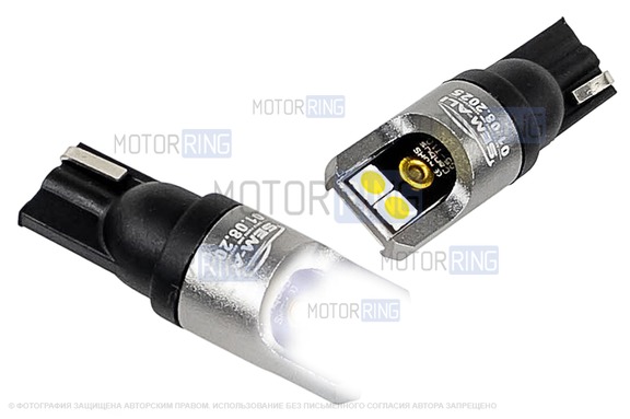 Светодиодные лампы SEM-ALI T10 W5W (5w) с обманкой для внутренних и внешних световых приборов