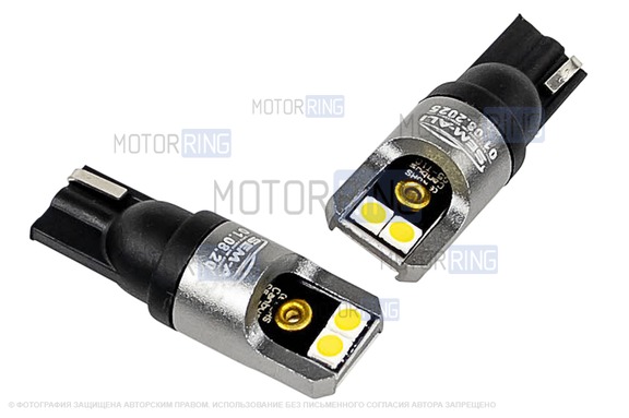 Светодиодные лампы SEM-ALI T10 W5W (5w) с обманкой для внутренних и внешних световых приборов