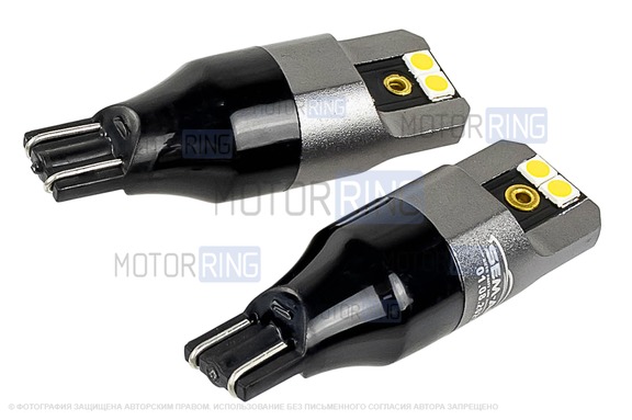 Светодиодные лампы SEM-ALI T15 W16W (5w) с обманкой для внутренних и внешних световых приборов