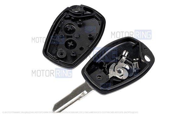 Корпус ключа зажигания с жалом (без чипа) с алюминиевым чехлом (текстура черного карбона) для Лада Ларгус