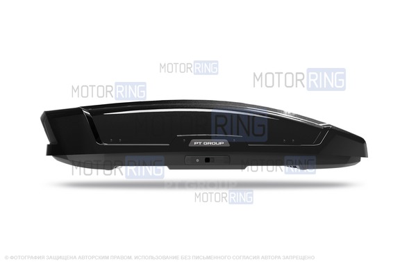 Аэродинамический двусторонний бокс-багажник PT Group Space Black (490л) на крышу