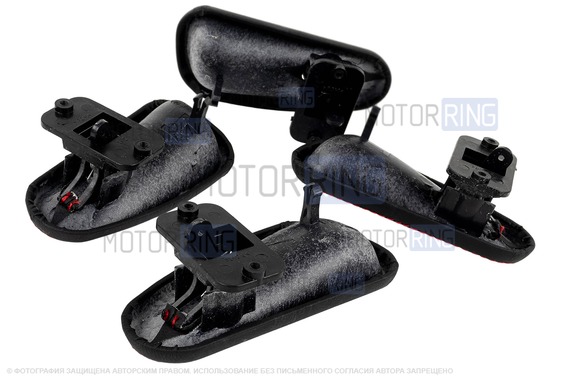 Ручки открывания дверей с облицовками в экокоже с красной строчкой для ВАЗ 2109, 21099 с еврообивкой, 2114, 2115