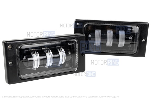 Светодиодные ПТФ Sal-Man 29W 4600lux 3 полосы двухцветные (бело-синий 6000К и желтый 3000К) для ВАЗ 2110-2112, 2113-2115, Шевроле Нива до рестайлинга 2009 года