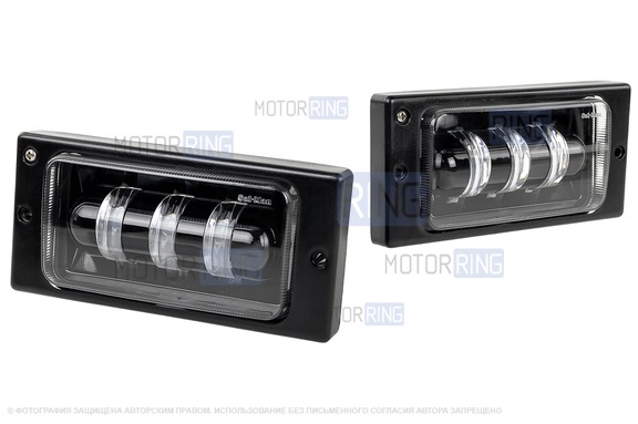 Светодиодные ПТФ Sal-Man 29W 4600lux 3 полосы двухцветные (бело-синий 6000К и желтый 3000К) для ВАЗ 2110-2112, 2113-2115, Шевроле Нива до рестайлинга 2009 года