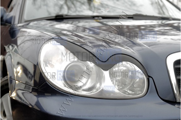 Реснички-накладки на передние фары под покраску для Hyundai Sonata 4 (EF) 2001-2012 г.в.