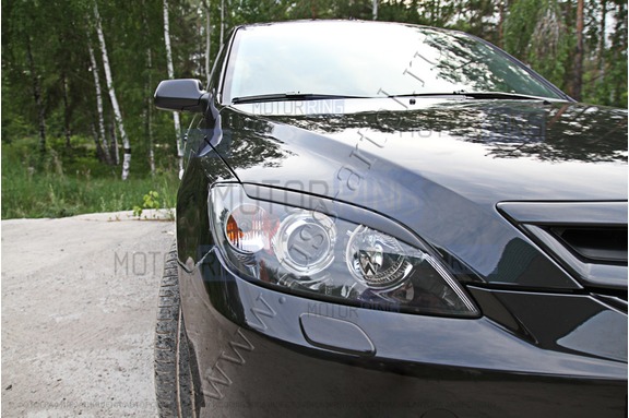 Реснички-накладки на передние фары (короткие) под покраску для Mazda 3 хэтчбэк 2003-2008 г.в.