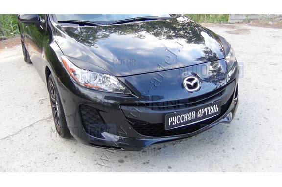 Реснички-накладки на передние фары под покраску для Mazda 3 2010-2013 г.в.