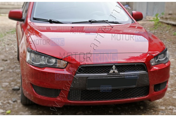 Реснички-накладки на передние фары под покраску для Mitsubishi Lancer 10 2007-2017 г.в.