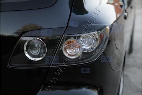 Реснички-накладки на задние фонари под покраску для Mazda 3 хэтчбек 2003-2008 г.в.
