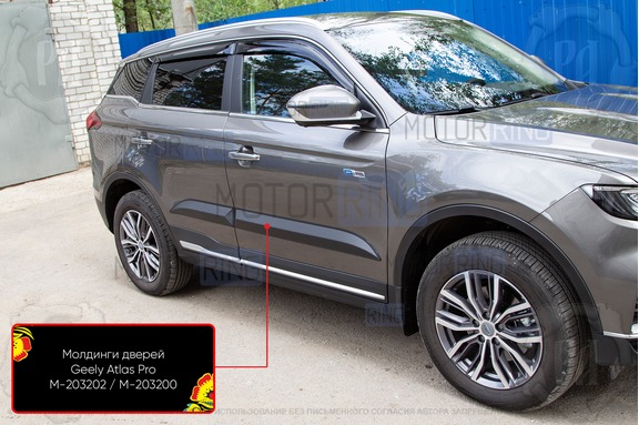 Молдинги на двери Русская Артель для Geely Atlas Pro с 2021 г.в.