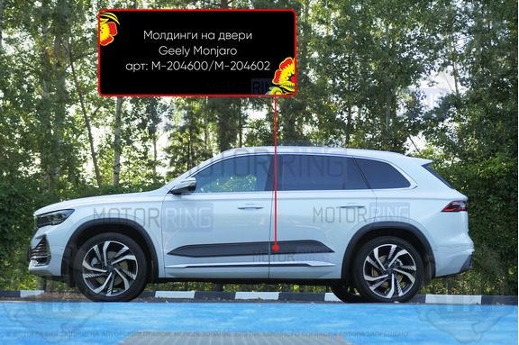 Молдинги на двери Русская Артель для Geely Monjaro с 2022 г.в.
