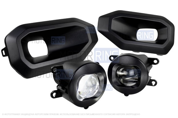 Диодные ПТФ Sal-Man 120W 32000lux с рамками (кронштейнами) для Лада Нива Тревел RS(26)