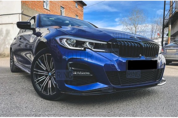 Черный лаковый сплиттер переднего бампера INMAX для BMW 3 (G20)